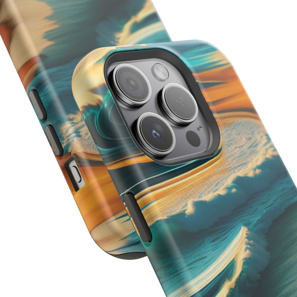 Surf Sunset Impact-Resistant Phone Case — Surfer Silhouette Beach Waves Design