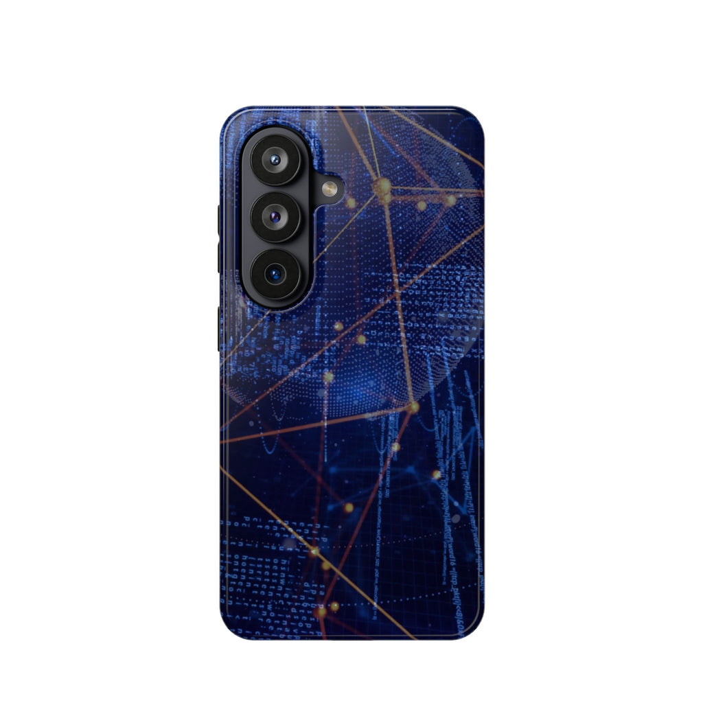 Tech Network Blue Impact-Resistant Phone Case for iPhone and Galaxy Phones