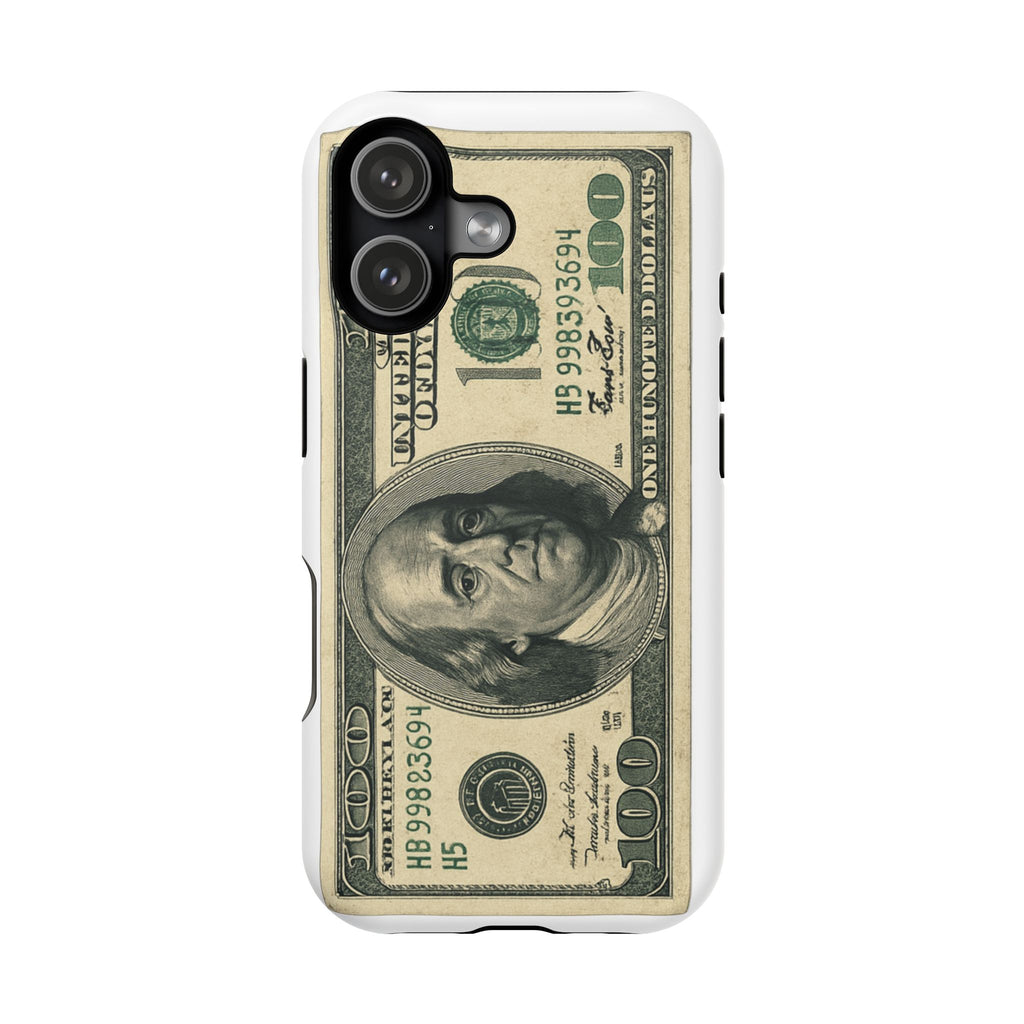 Money Print iPhone Case — Impact Resistant Protective Phone Cover featuring 100 Bill Design