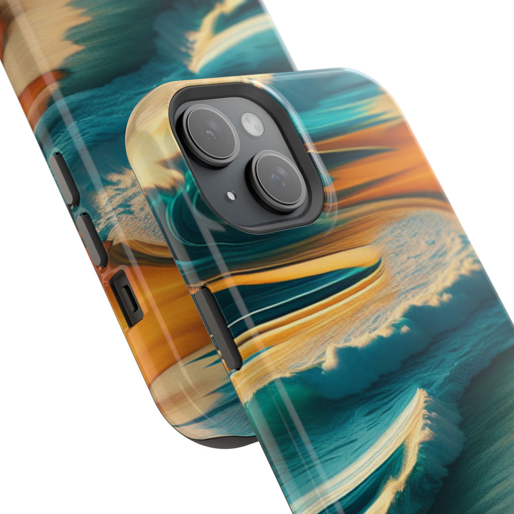 Surf Sunset Impact-Resistant Phone Case — Surfer Silhouette Beach Waves Design