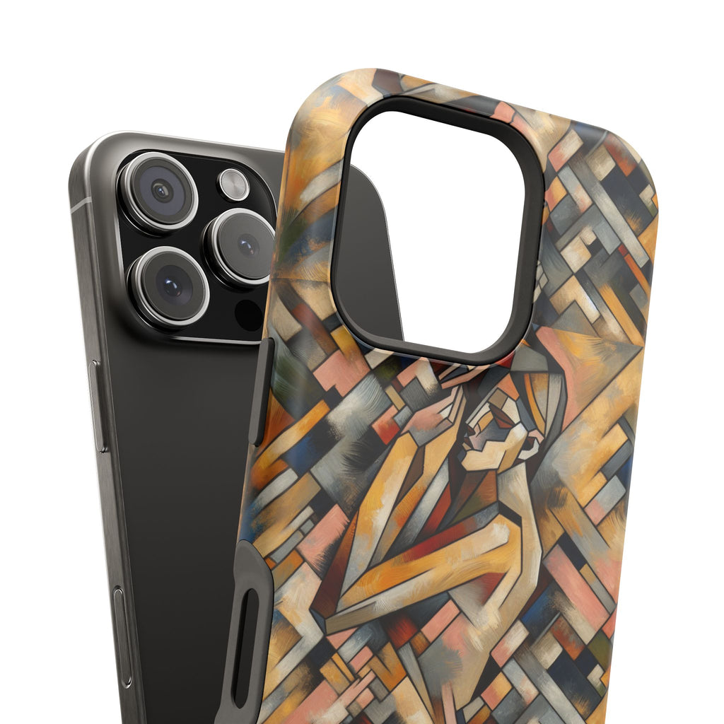 Art Deco Mosaic Phone Case — Geometric Nude Figure Impact-Resistant Case