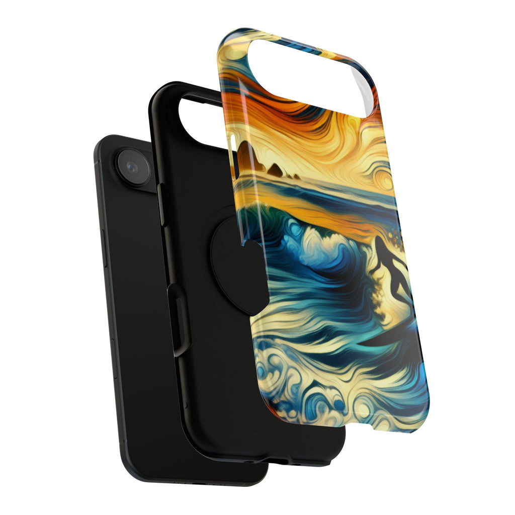 Surfer Sunset Phone Case — Impact‑Resistant Artistic Wave Design