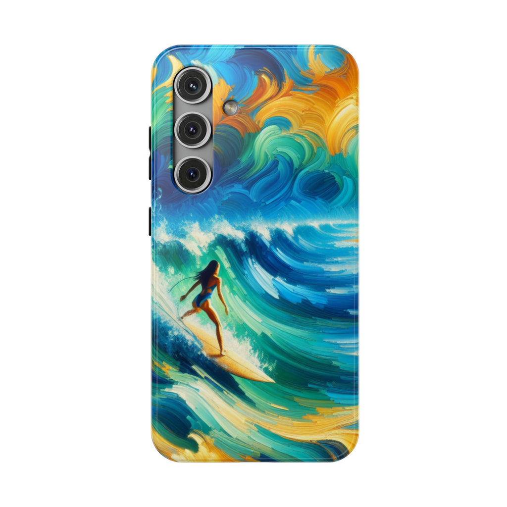 Surfer Wave Impact Phone Case – Vibrant Ocean Art Protective Cover