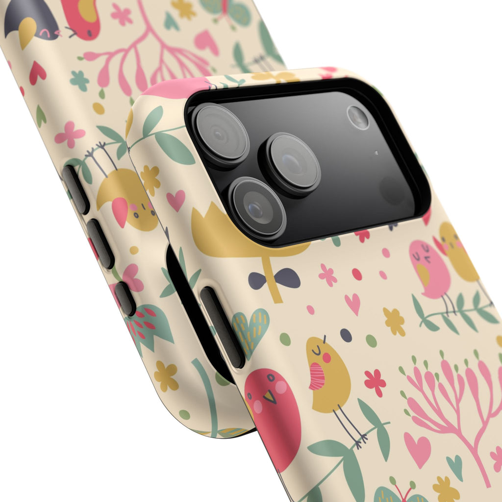 Cute Bird Floral Phone Case, Impact-Resistant