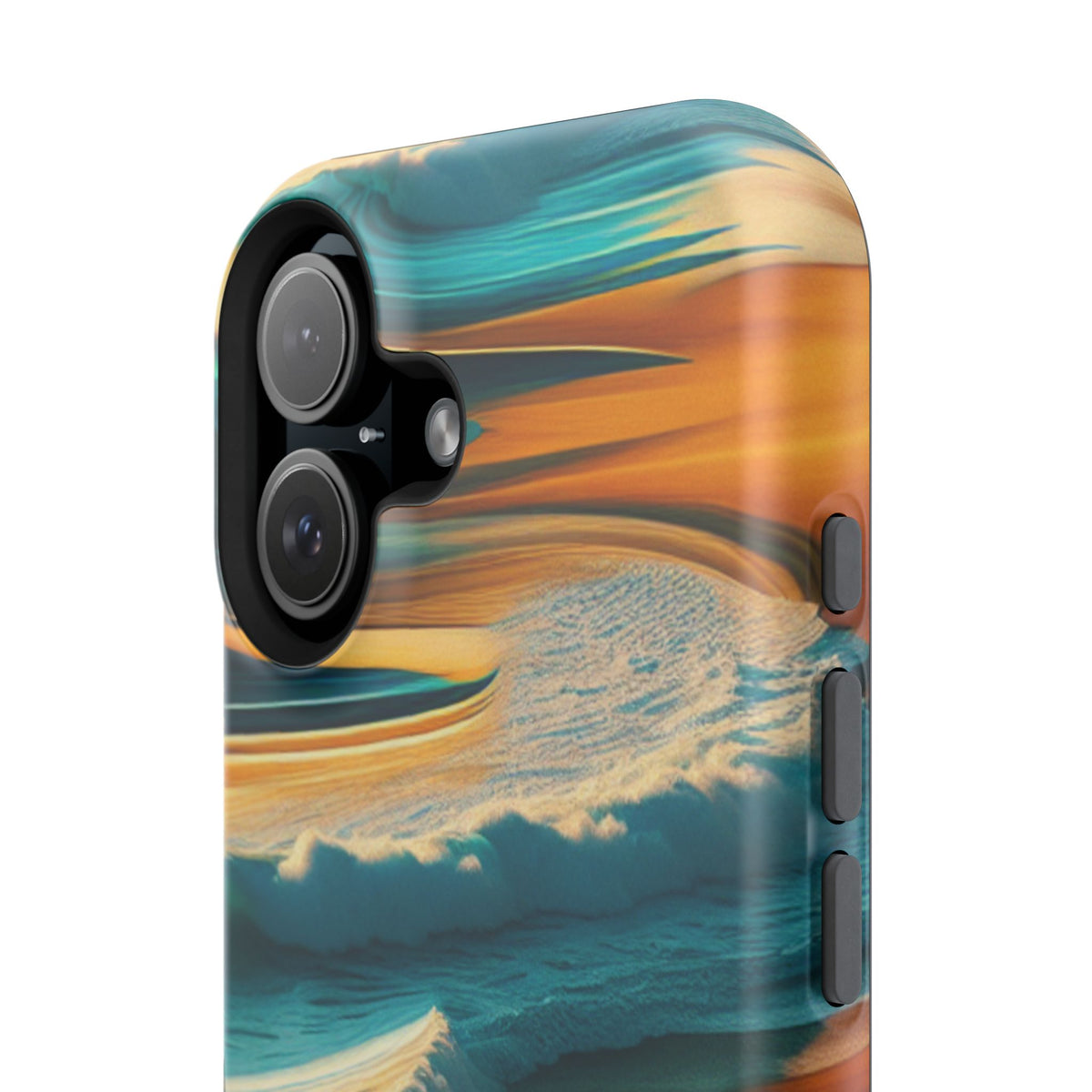 Surf Sunset Impact-Resistant Phone Case — Surfer Silhouette Beach Waves Design