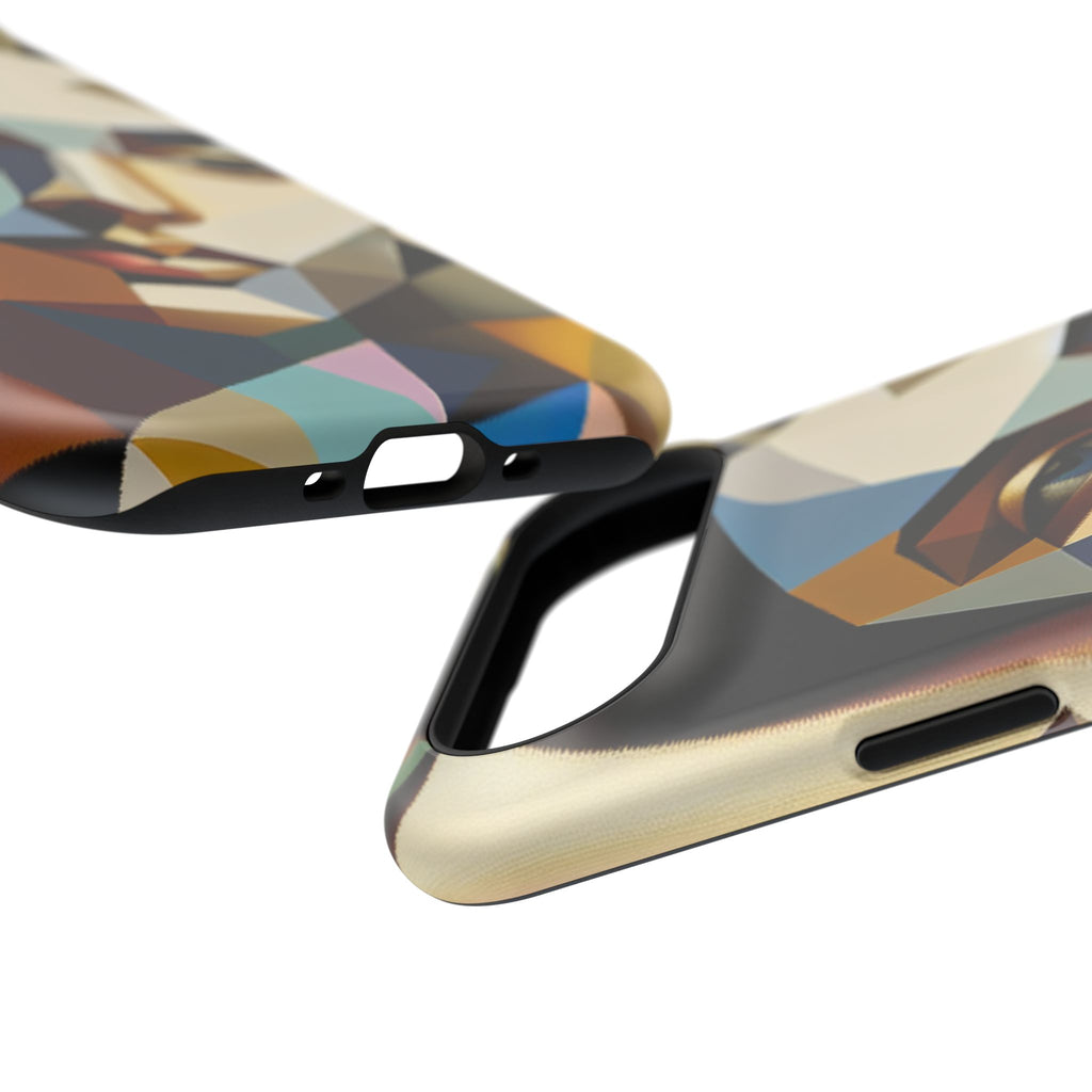 Geometric Portrait Impact-Resistant Phone Case — Abstract Cubist Face, Protective iPhone Cover