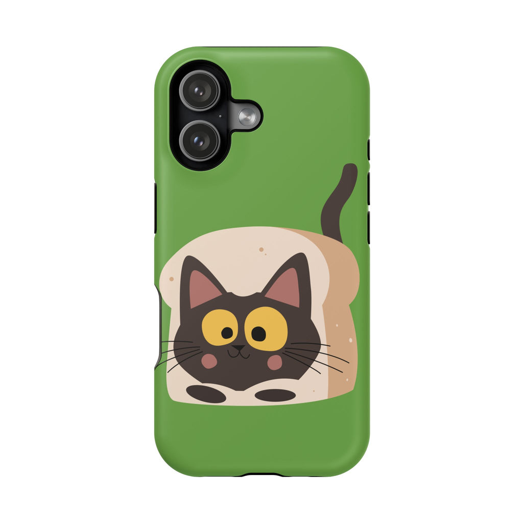 Cute Cat-in-Bread Impact-Resistant Phone Case – Green