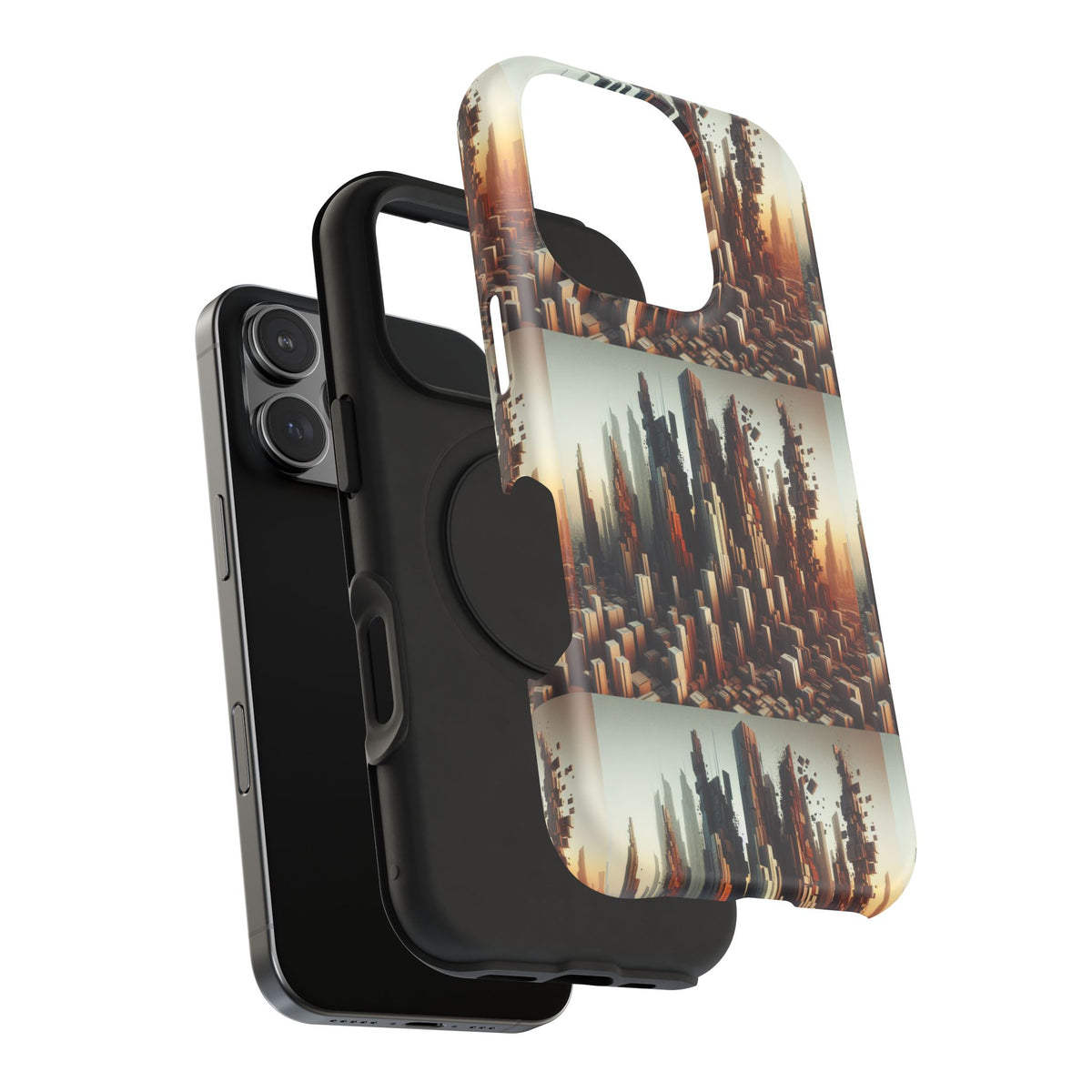 Abstract Skyline iPhone Case — Surreal Cityscape Impact-Resistant Phone Cover