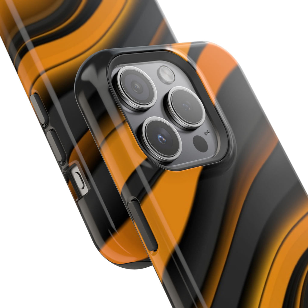 Fancy Orange & Black Wave Design Shockproof Magnetic Phone Case for iPhone/Samsung