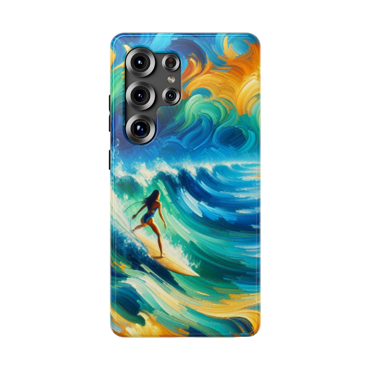 Surfer Wave Impact Phone Case – Vibrant Ocean Art Protective Cover