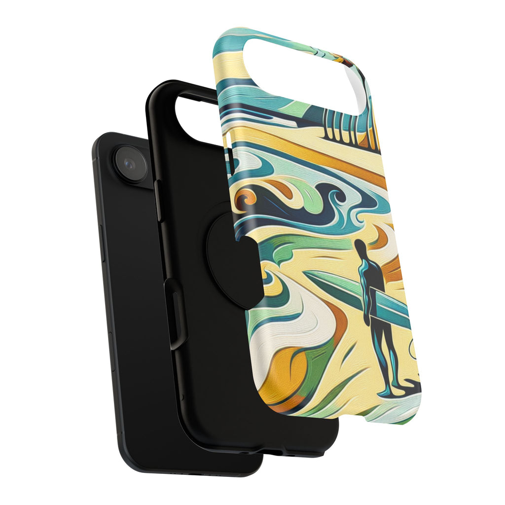 Surfboard Wave Art Phone Case — Impact-Resistant Beach Vibes iPhone Case