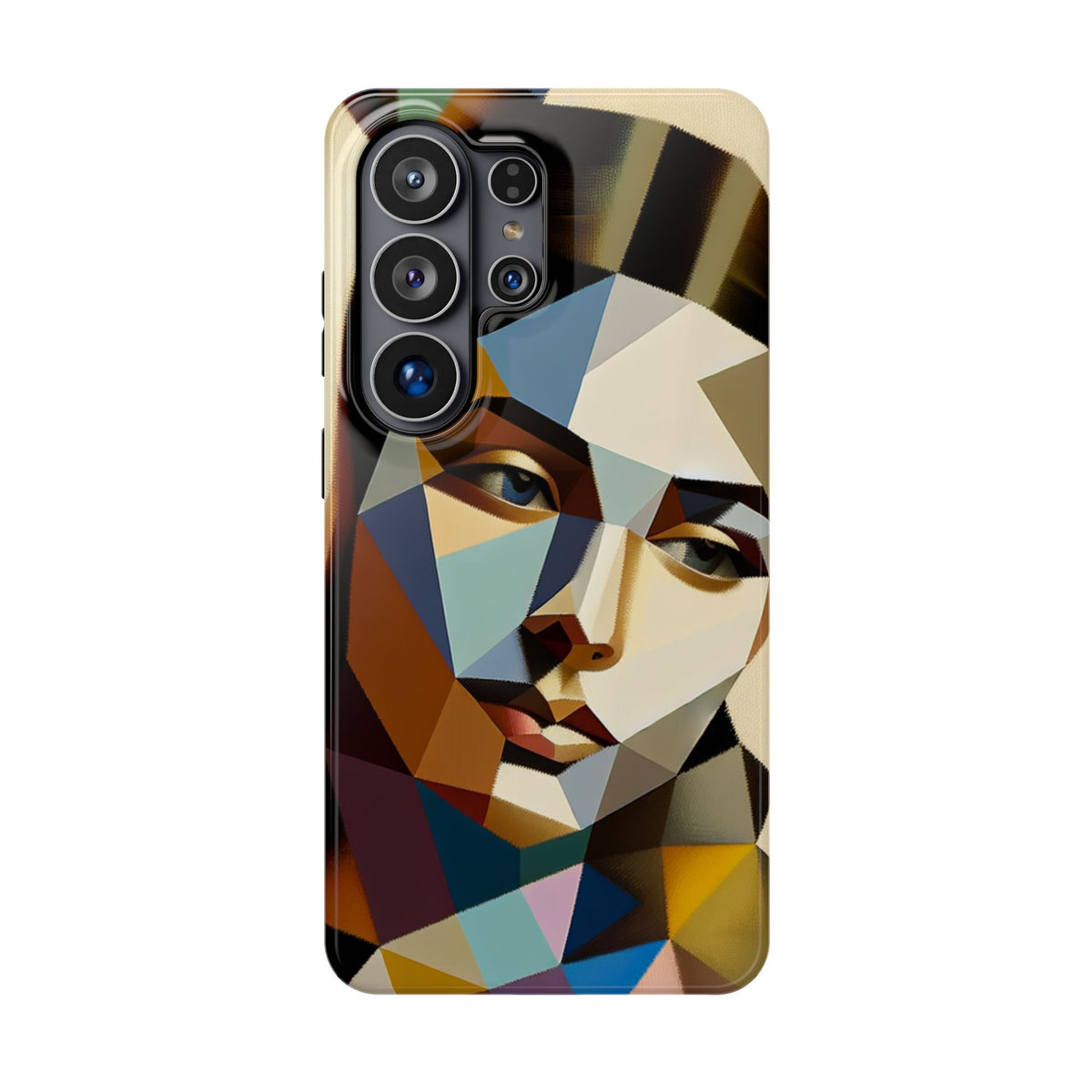 Geometric Portrait Impact-Resistant Phone Case — Abstract Cubist Face, Protective iPhone Cover
