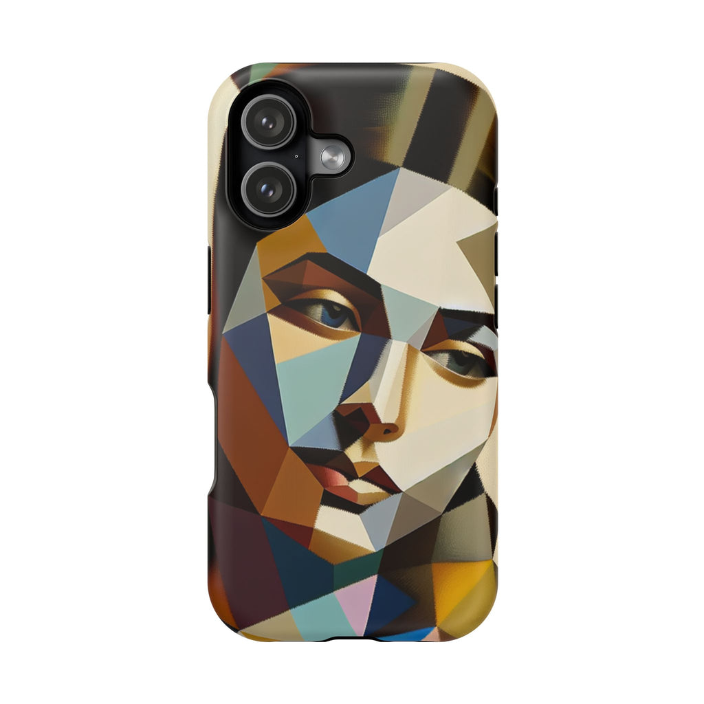 Geometric Portrait Impact-Resistant Phone Case — Abstract Cubist Face, Protective iPhone Cover