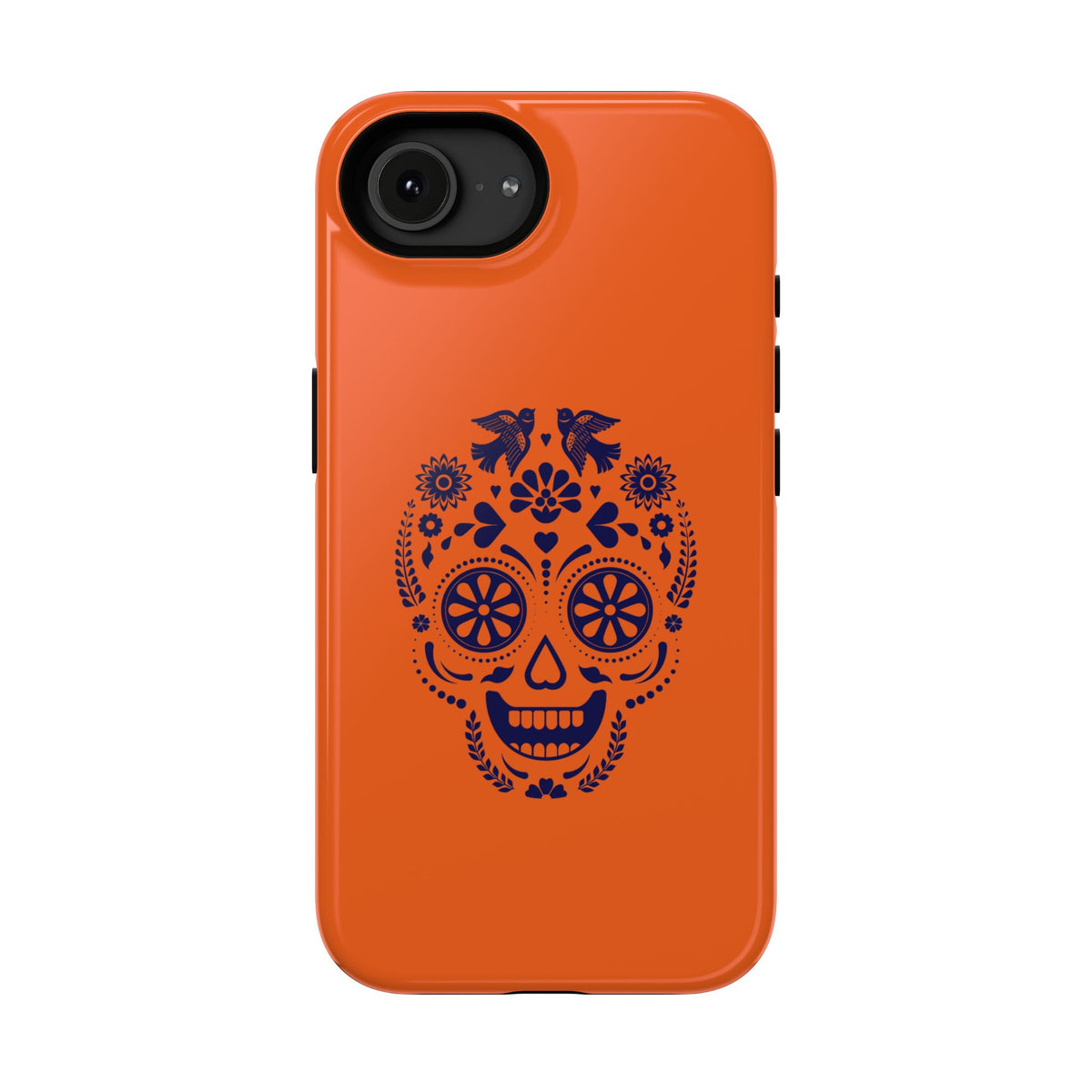 Sugar Skull Impact-Resistant Phone Case — Orange Day of the Dead Design