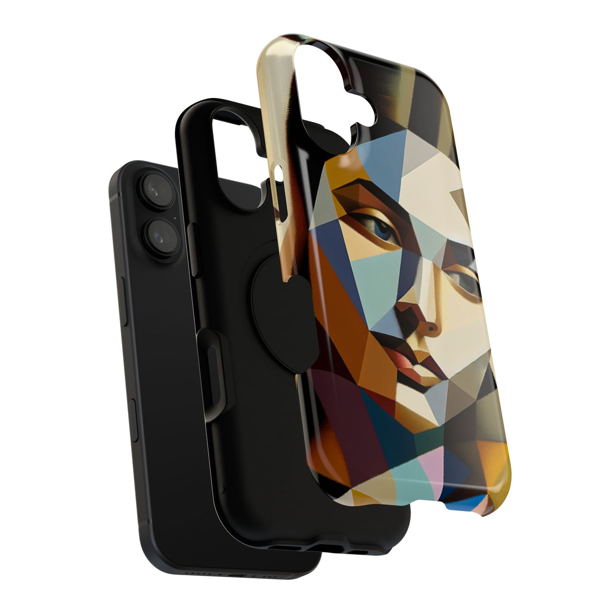 Geometric Portrait Impact-Resistant Phone Case — Abstract Cubist Face, Protective iPhone Cover
