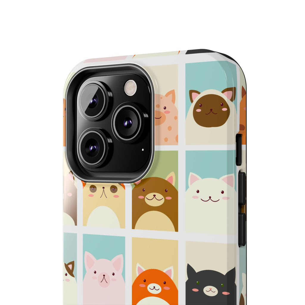 Cute Grid Cats Tough Phone Case