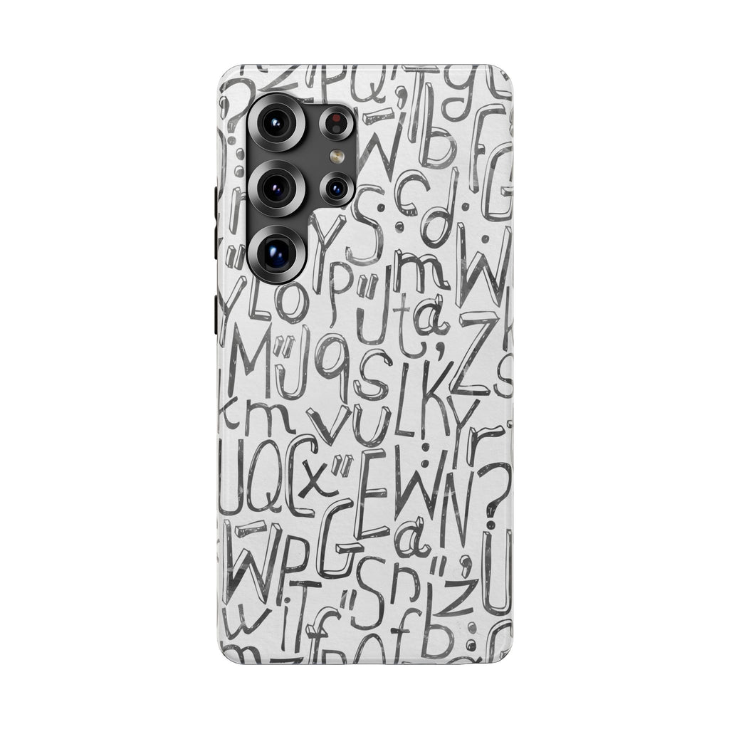Monochrome Letter Pattern Impact-Resistant Case for iPhone