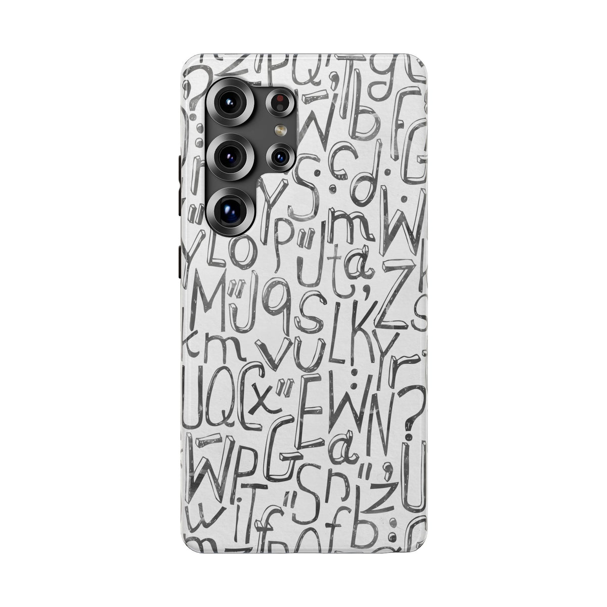 Monochrome Letter Pattern Impact-Resistant Case for iPhone