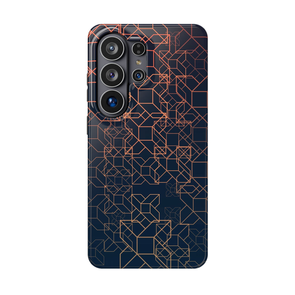 Geometric Copper Grid Impact-Resistant Phone Case