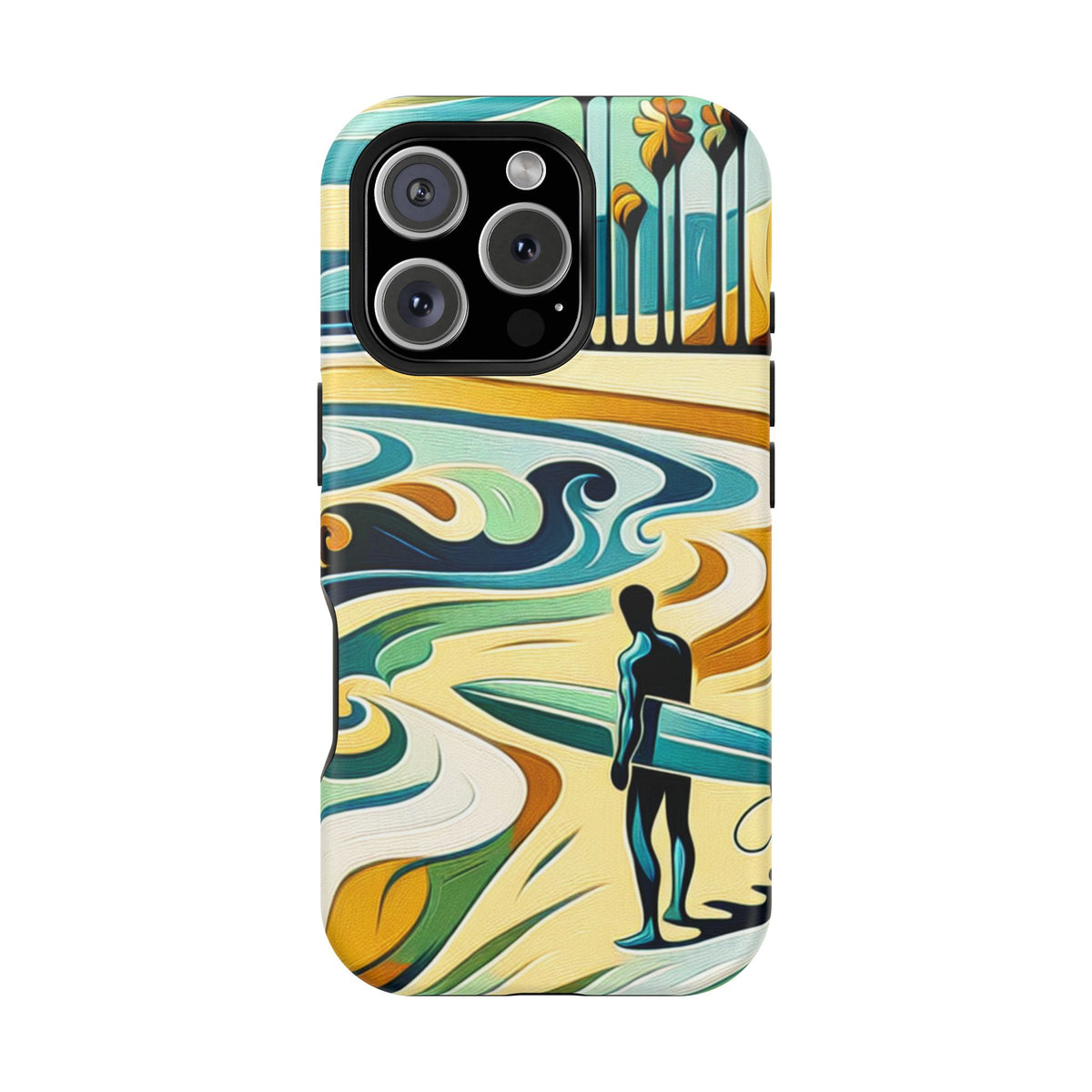 Surfboard Wave Art Phone Case — Impact-Resistant Beach Vibes iPhone Case
