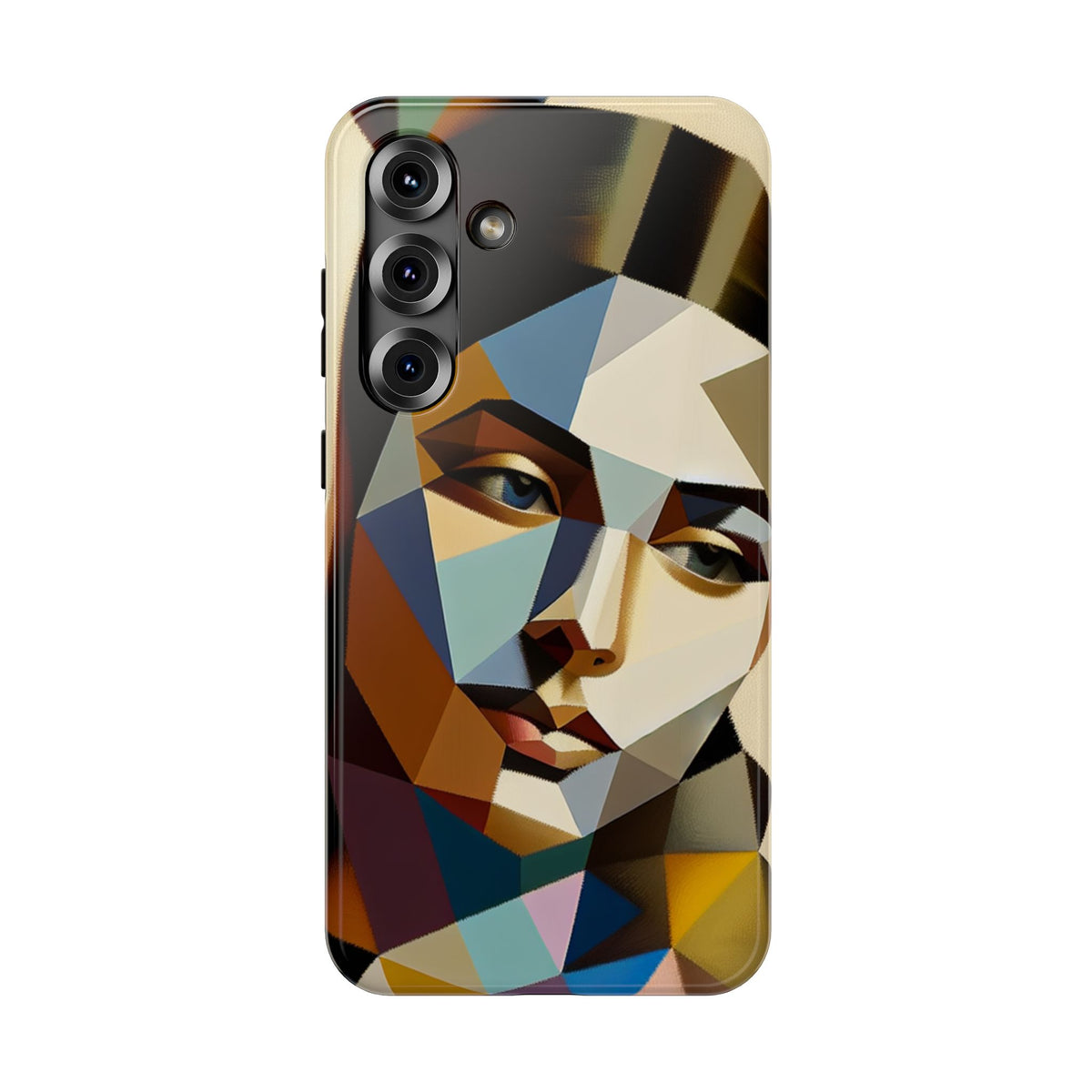 Geometric Portrait Impact-Resistant Phone Case — Abstract Cubist Face, Protective iPhone Cover