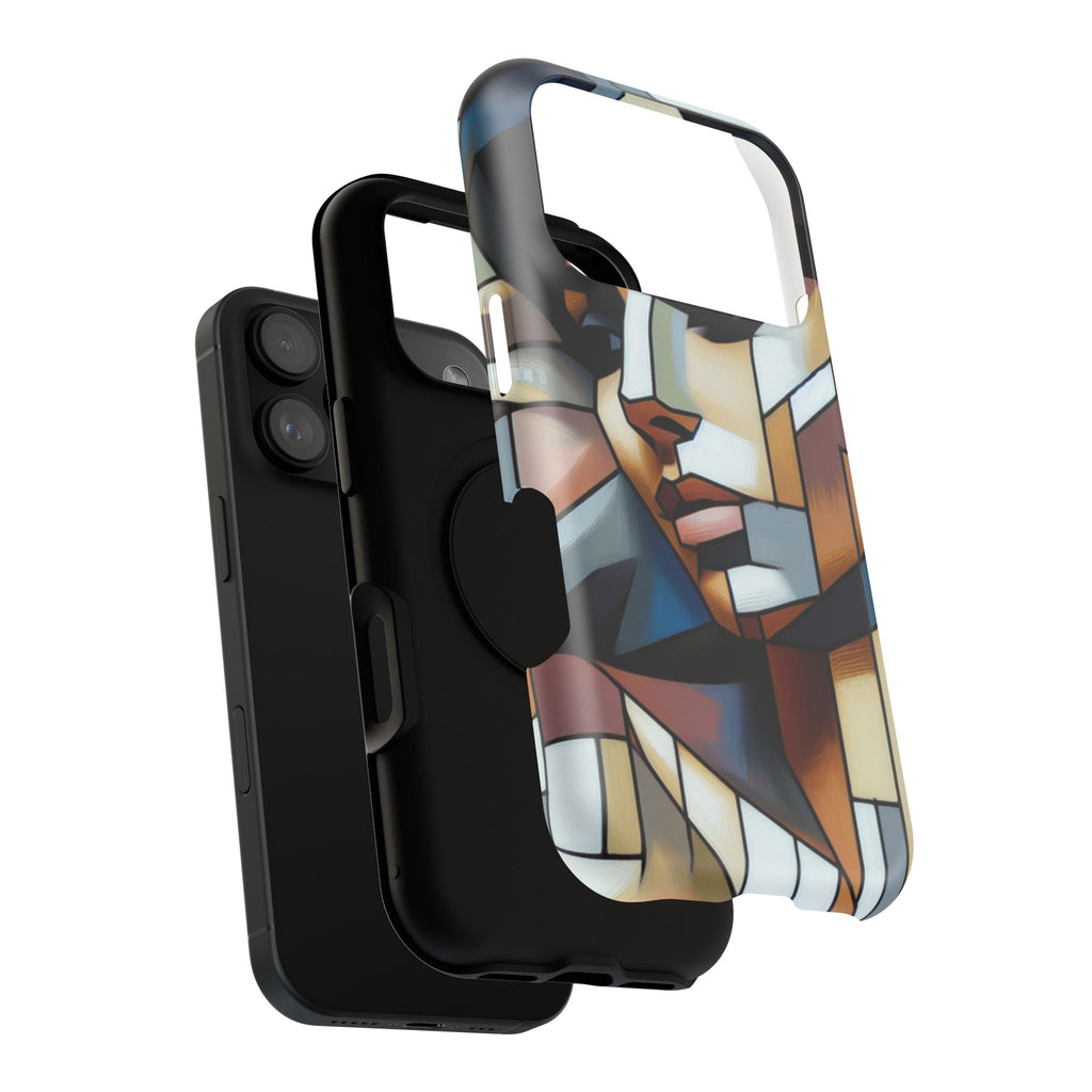 Impact-Resistant Phone Case — Modern Geometric Portrait Design