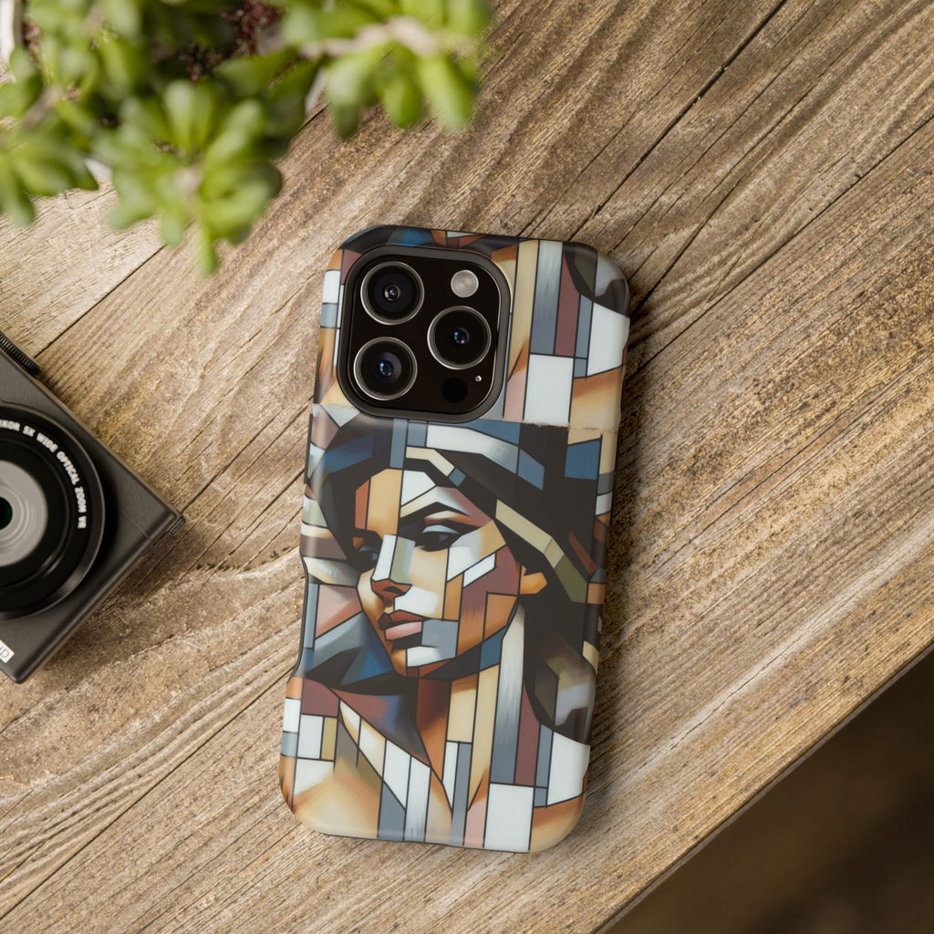 Impact-Resistant Case — Geometric Stained-Glass Woman Phone Cover