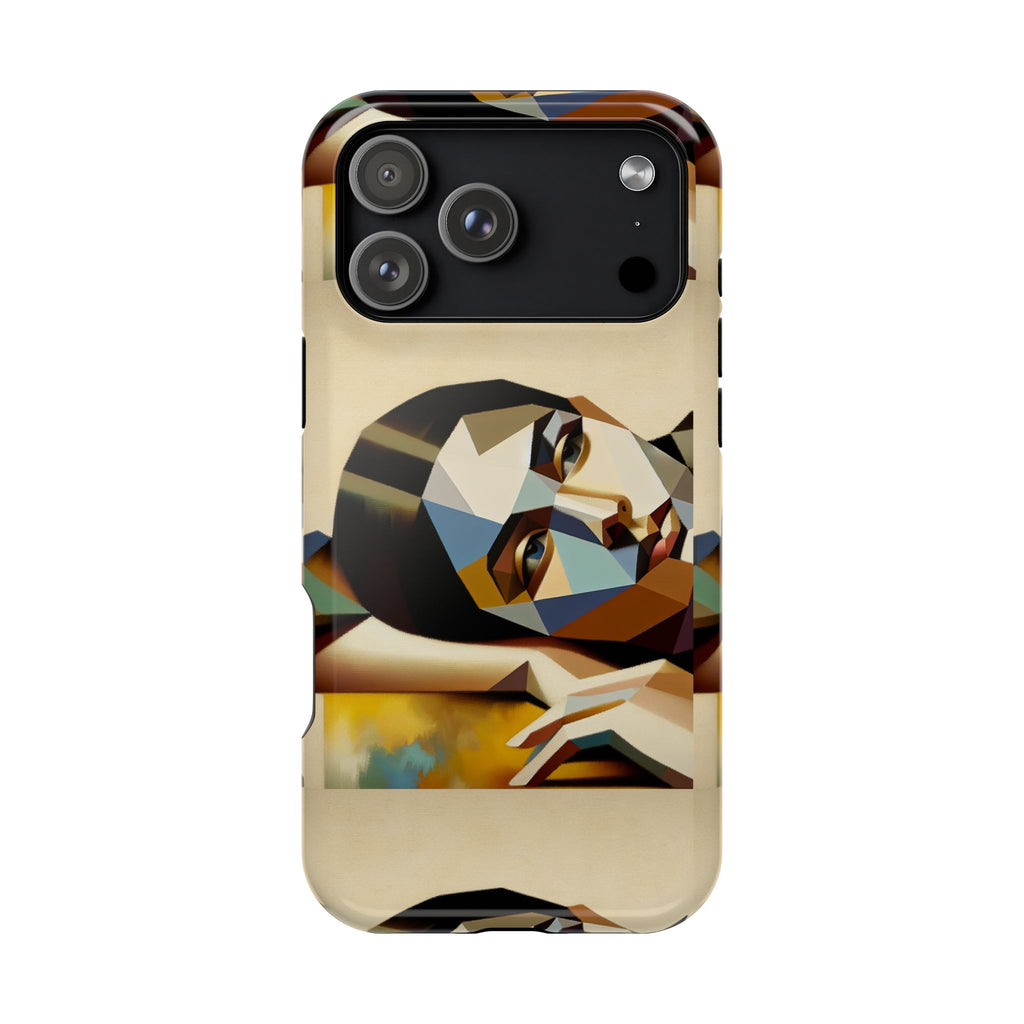 Geometric Portrait Impact-Resistant Phone Case — Abstract Face Art Protective Cover