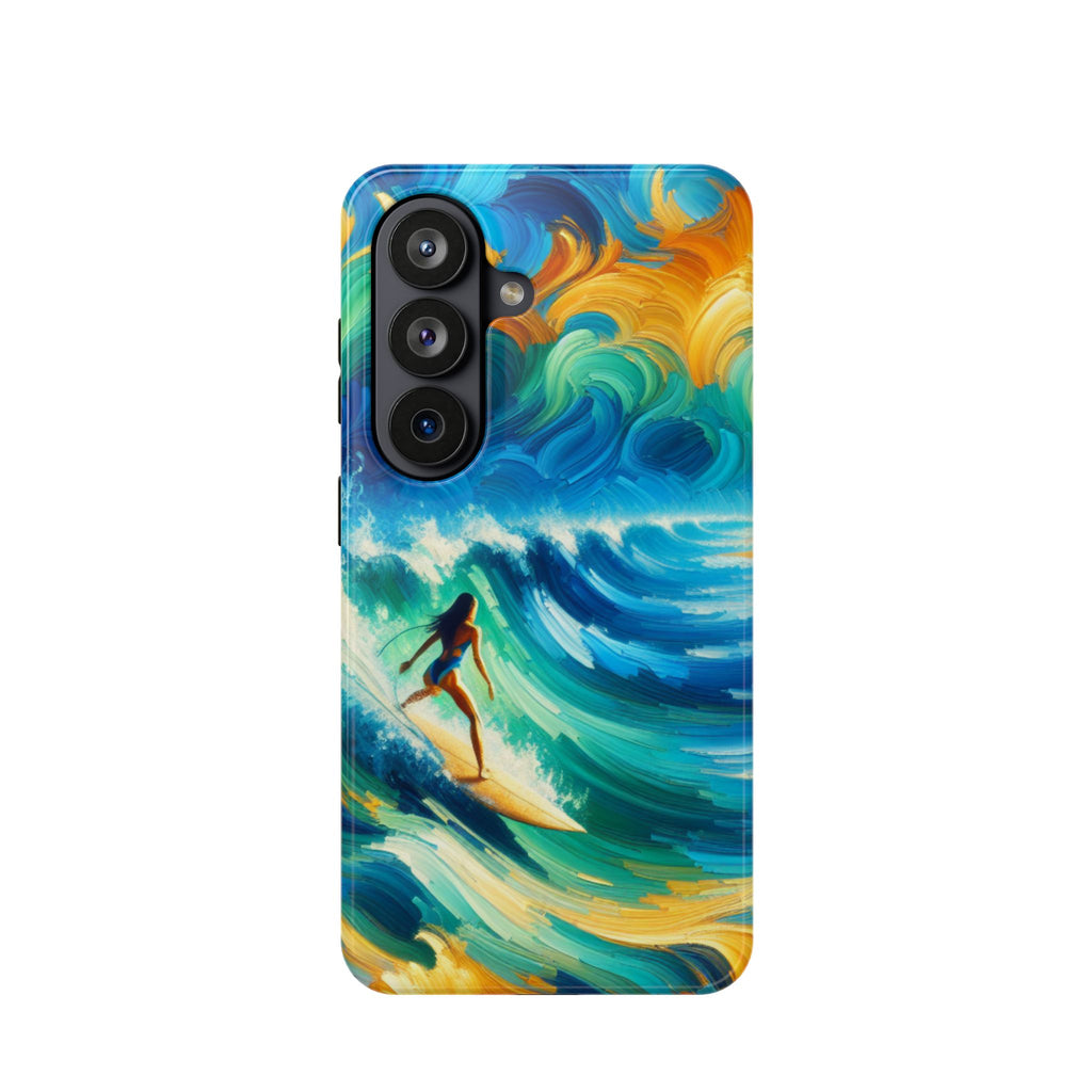 Surfer Wave Impact Phone Case – Vibrant Ocean Art Protective Cover