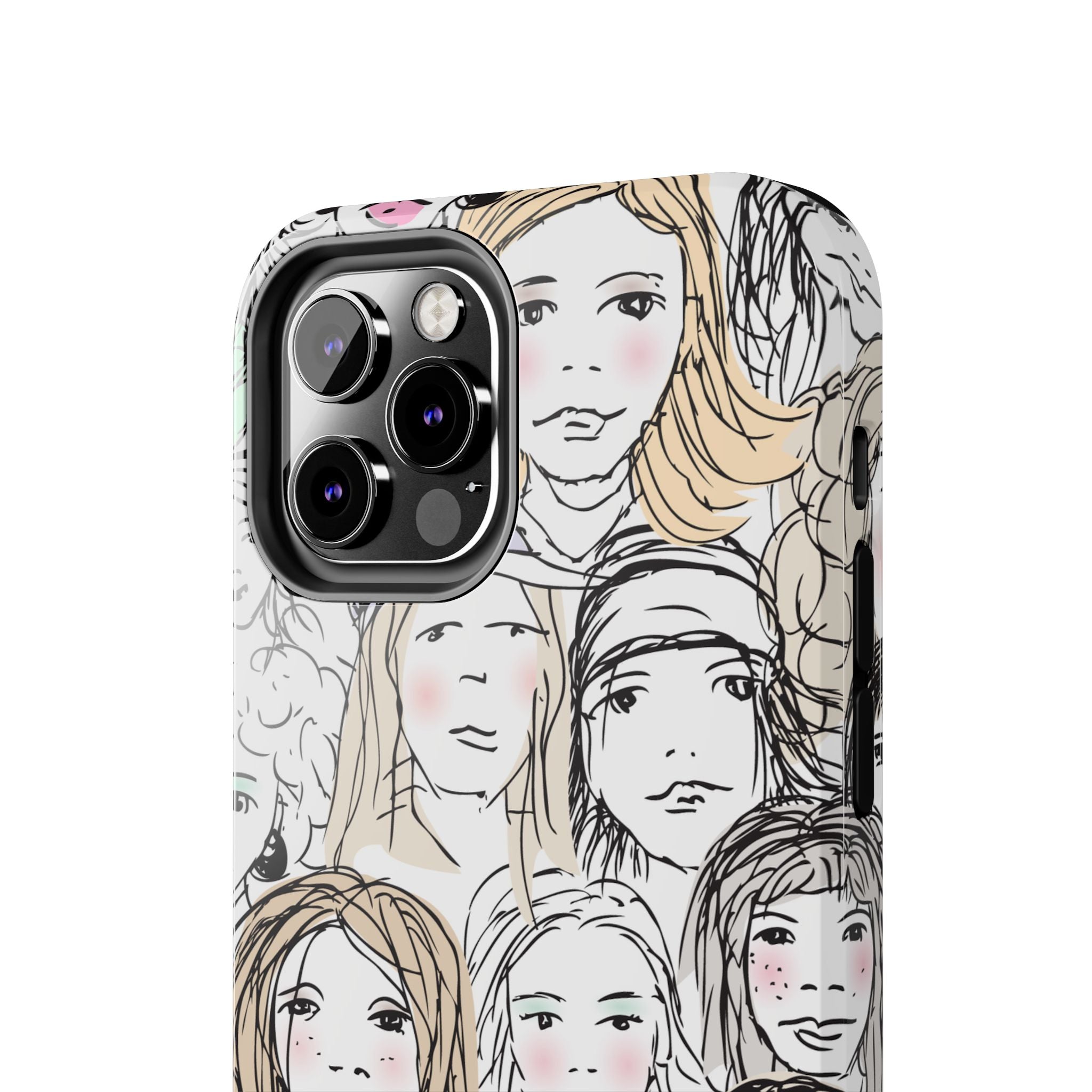 Phone Case — Hand-Drawn Faces Pattern