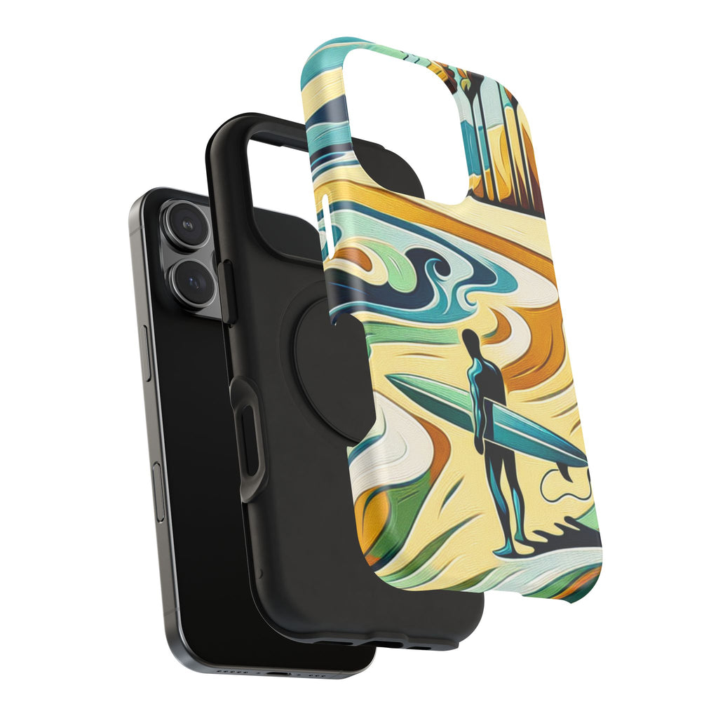 Impact Resistant Phone Case Surfing Colorful Beach Art Case, Summer Vibes