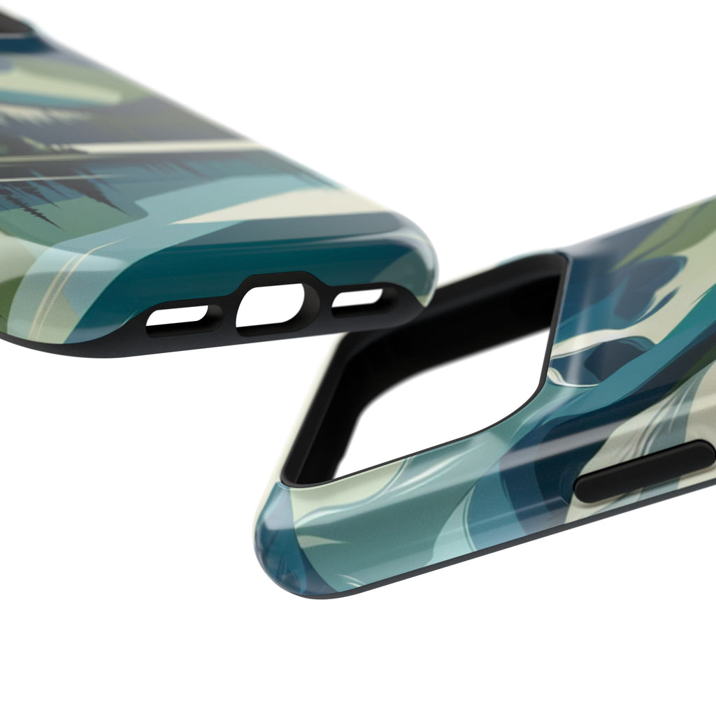 Impact Resistant Phone Case - Mountain Lake with Forest Design