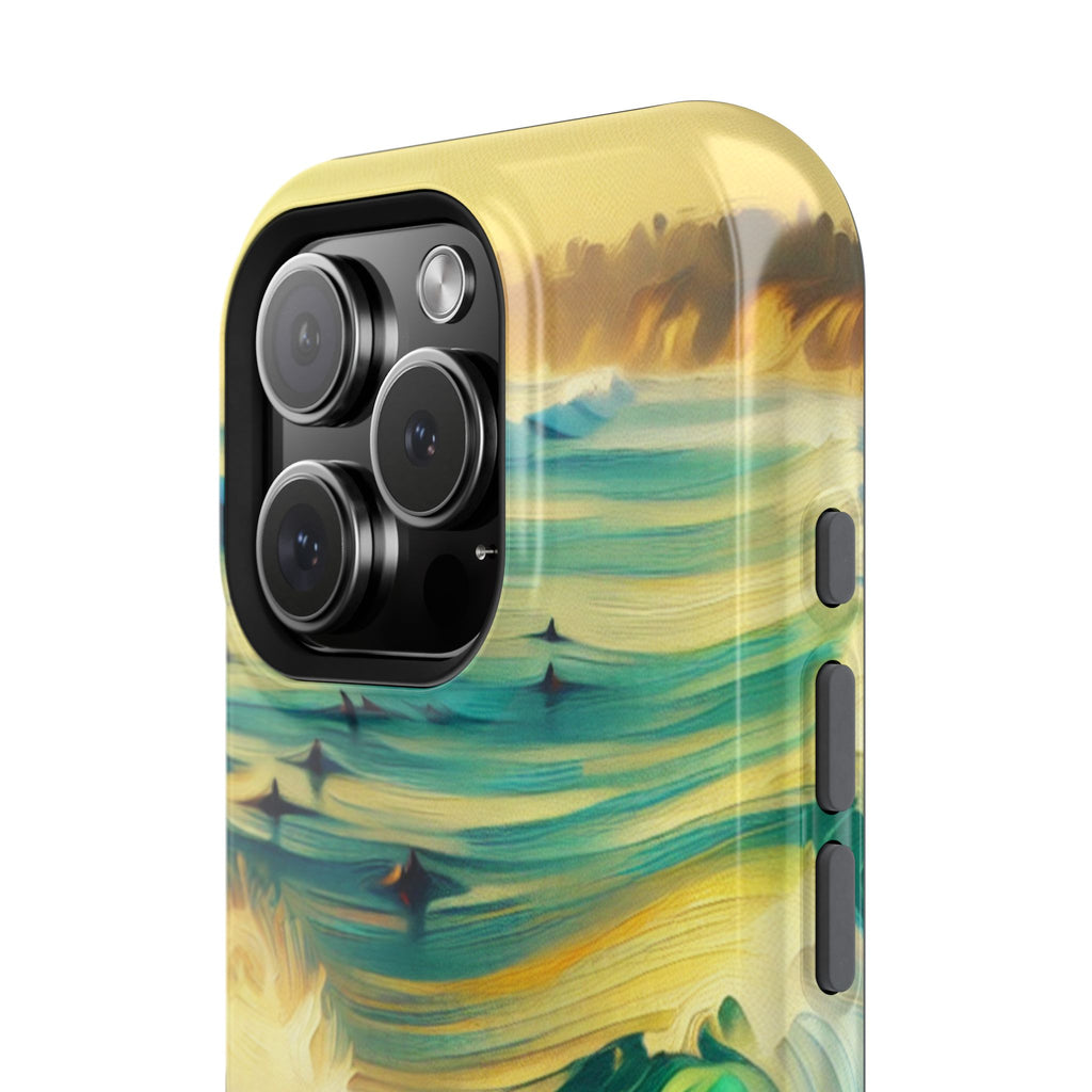 Surfing Waves Impact-Resistant Phone Case — Colorful Surfer Design