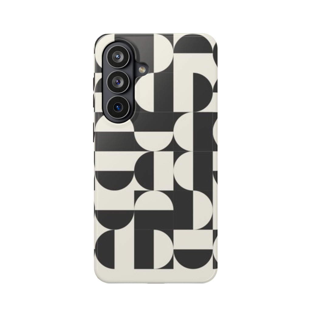 Impact-Resistant Phone Case — Monochrome Geometric Pattern