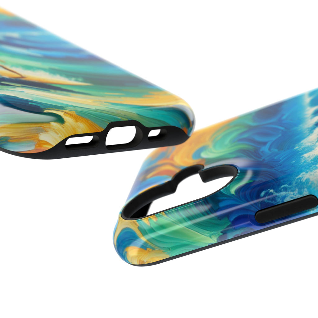 Surfer Wave Impact Phone Case – Vibrant Ocean Art Protective Cover