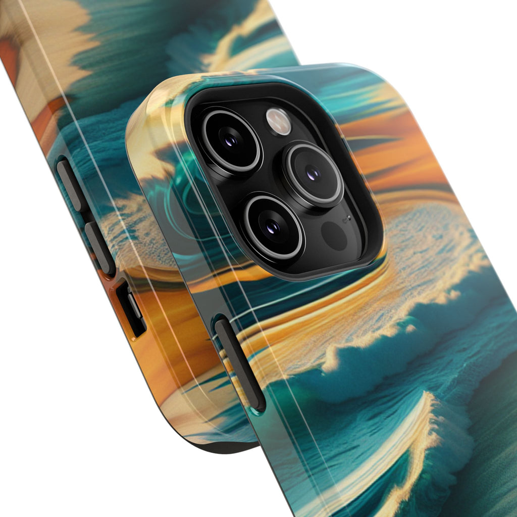 Surf Sunset Impact-Resistant Phone Case — Surfer Silhouette Beach Waves Design