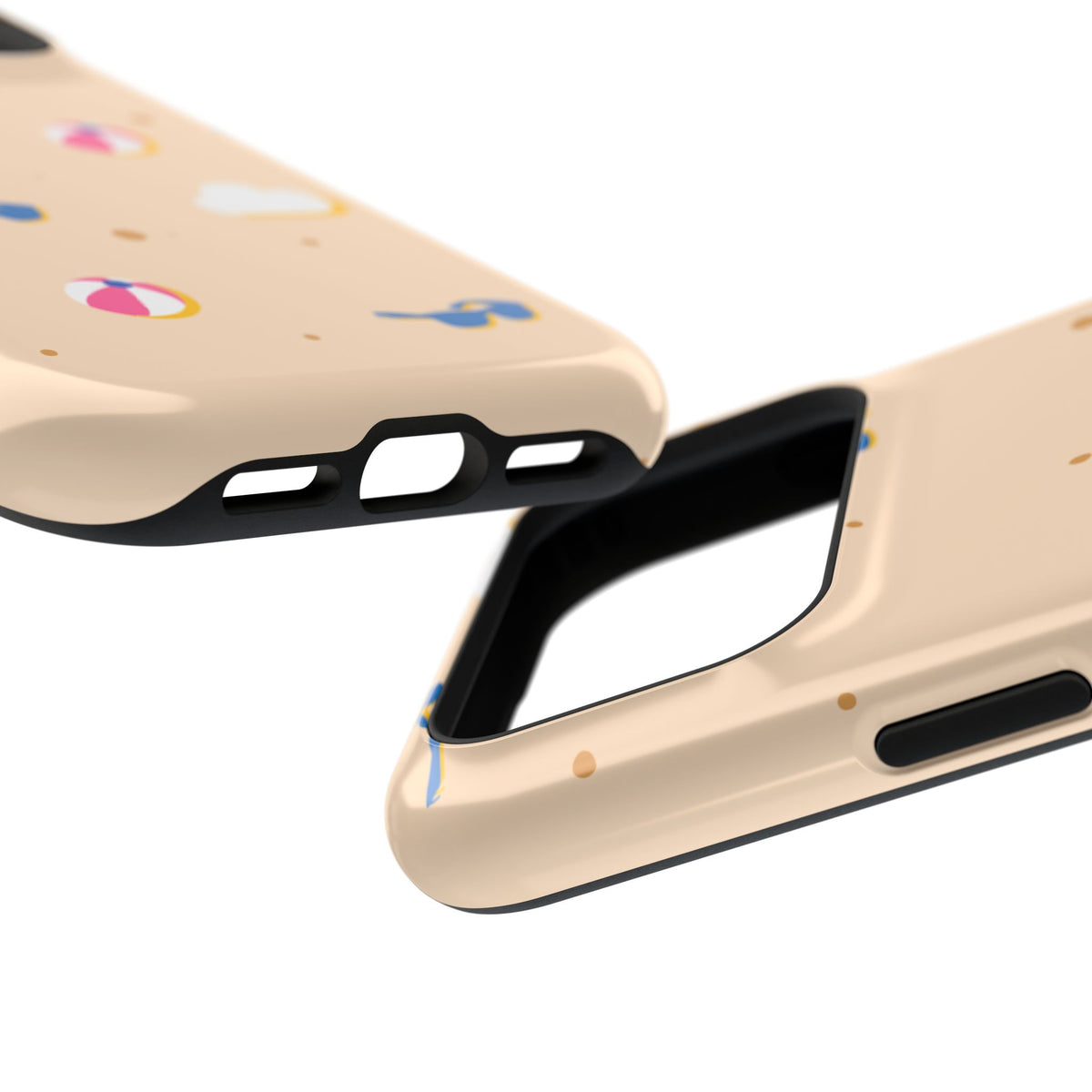 Beach Pattern Impact-Resistant Phone Case — Sunglasses, Beach Ball & Clouds Design