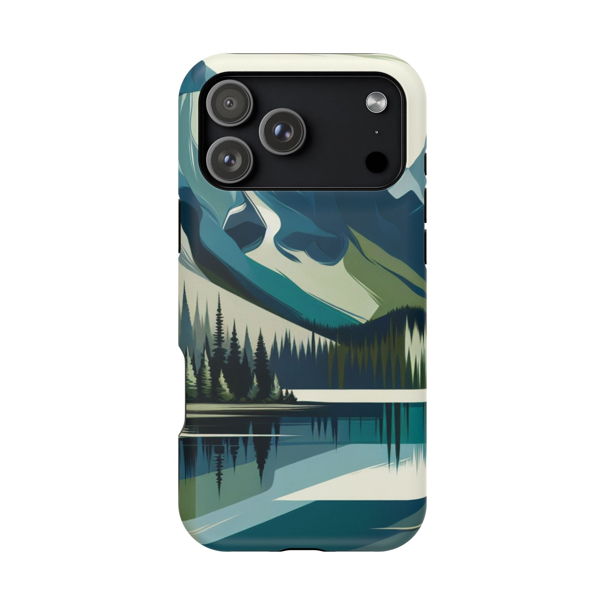 Impact Resistant Phone Case - Mountain Lake with Forest Design