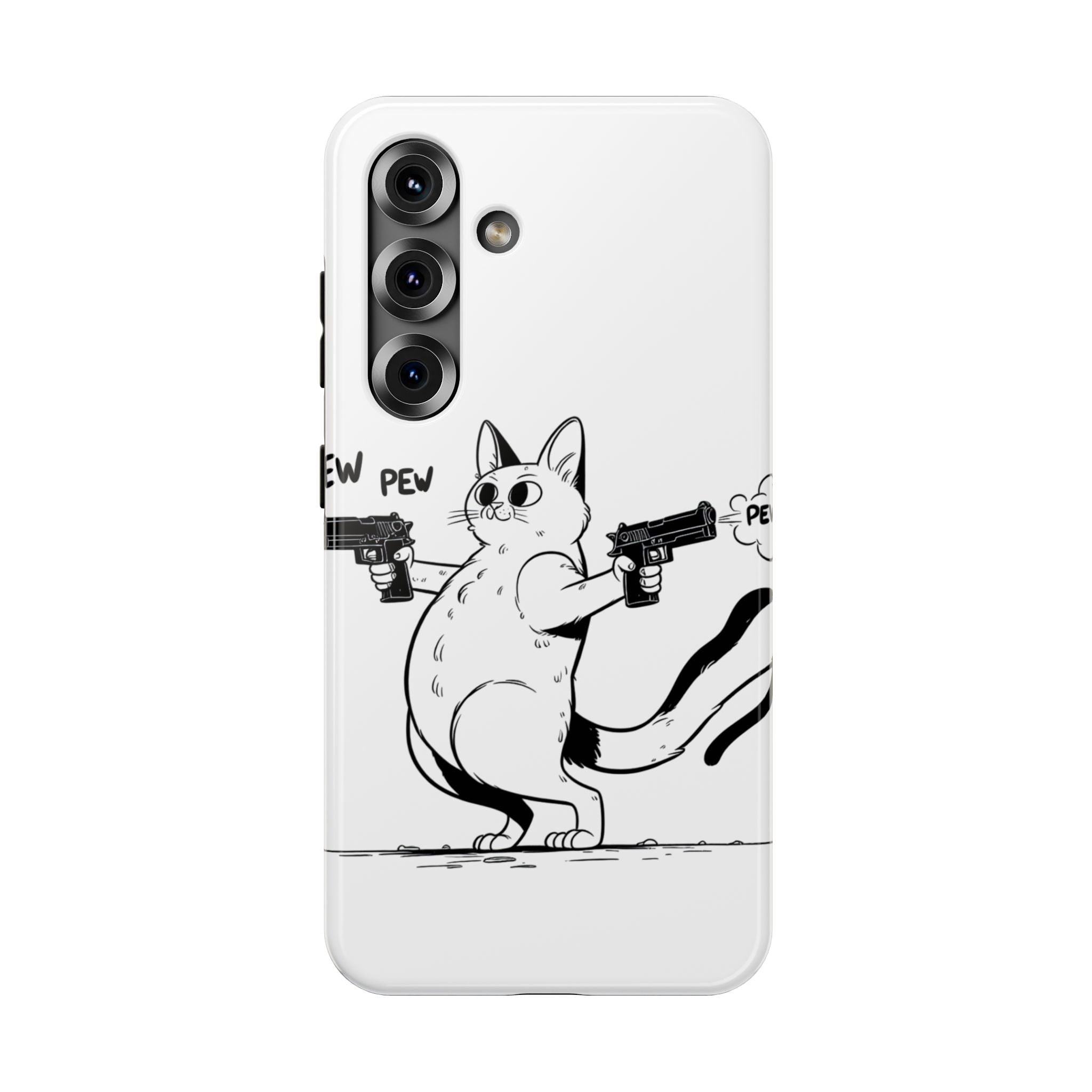 Impact Resistant Phone Case- Funny Cat Pew Pew