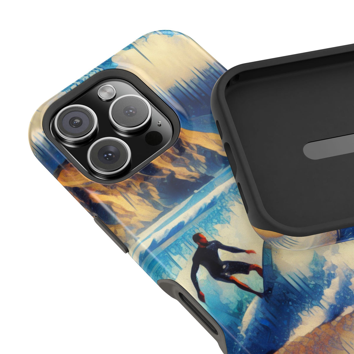 Surfer Wave Impact Phone Case – Vibrant Ocean Art Protective Cover