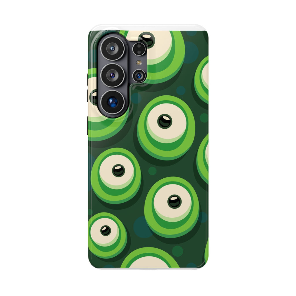 Green Abstract Eye Pattern Phone Case — Impact-Resistant Protective Cover
