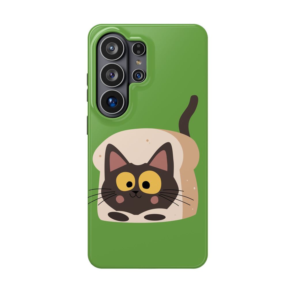 Cute Cat-in-Bread Impact-Resistant Phone Case – Green