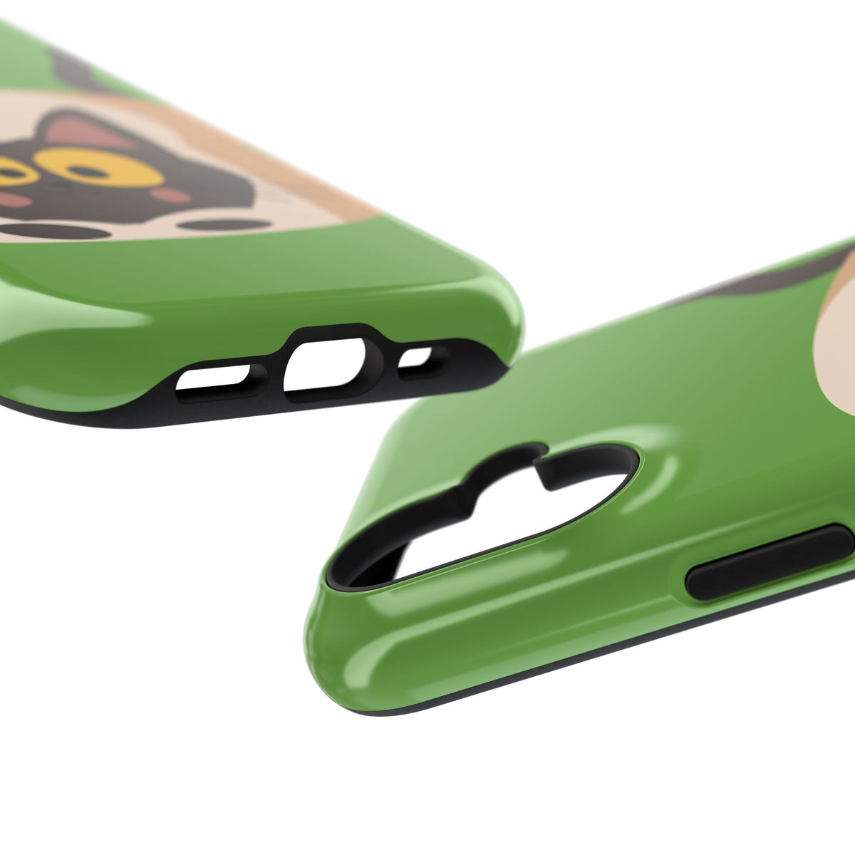 Cute Cat-in-Bread Impact-Resistant Phone Case – Green