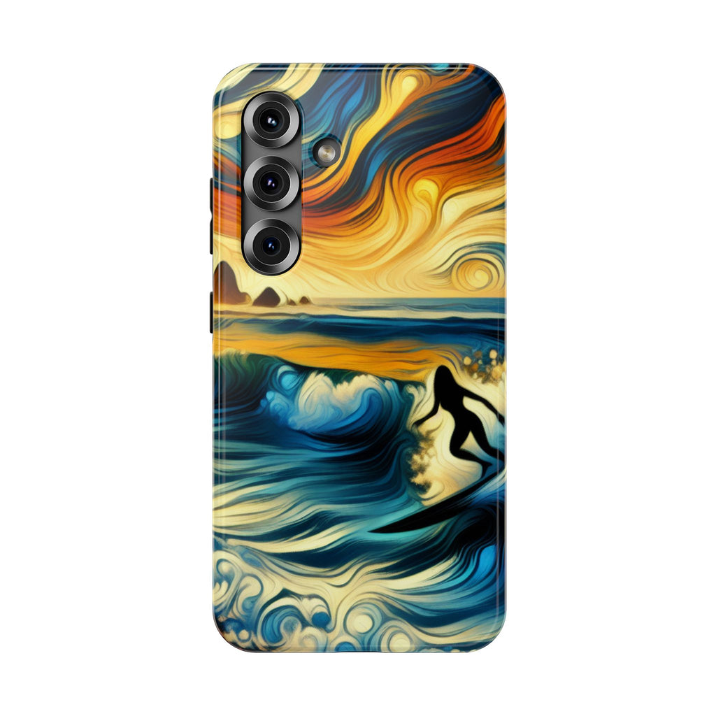 Surfer Sunset Phone Case — Impact‑Resistant Artistic Wave Design