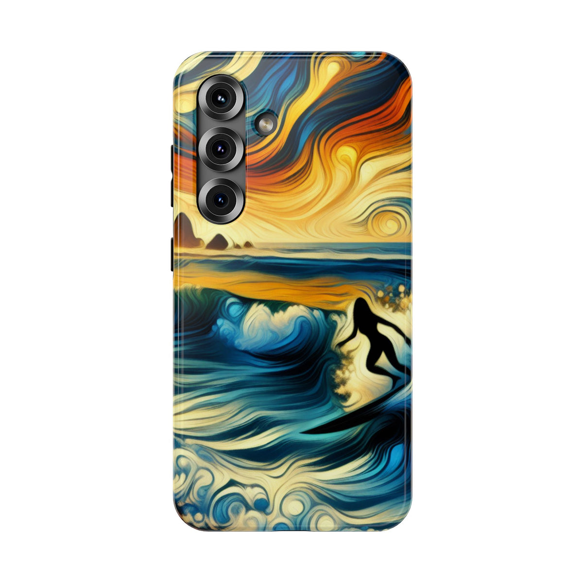Surfer Sunset Phone Case — Impact‑Resistant Artistic Wave Design