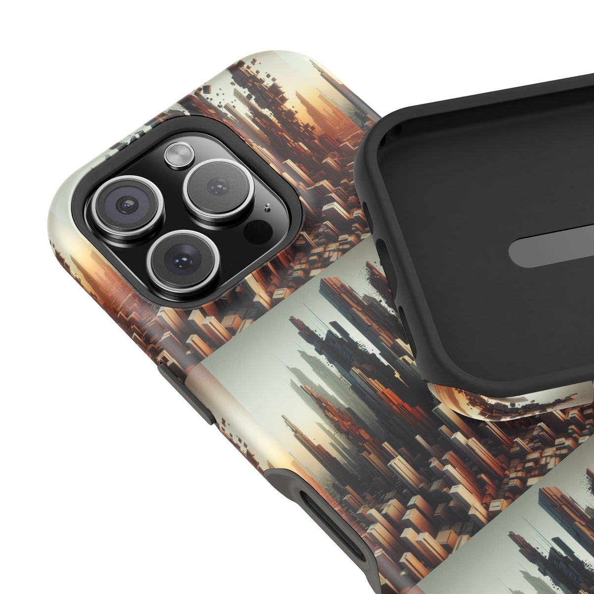 Abstract Skyline iPhone Case — Surreal Cityscape Impact-Resistant Phone Cover