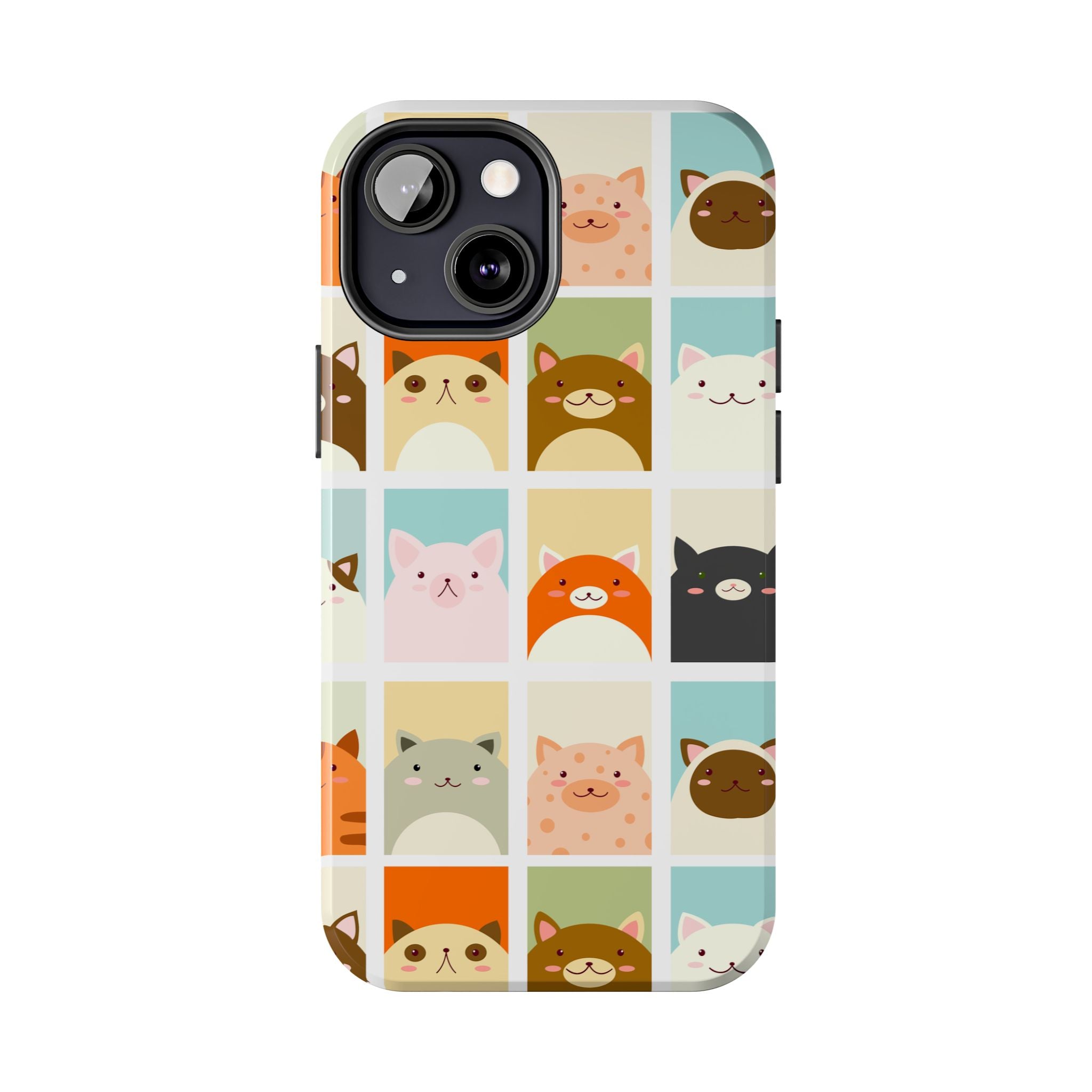 Cute Grid Cats Tough Phone Case