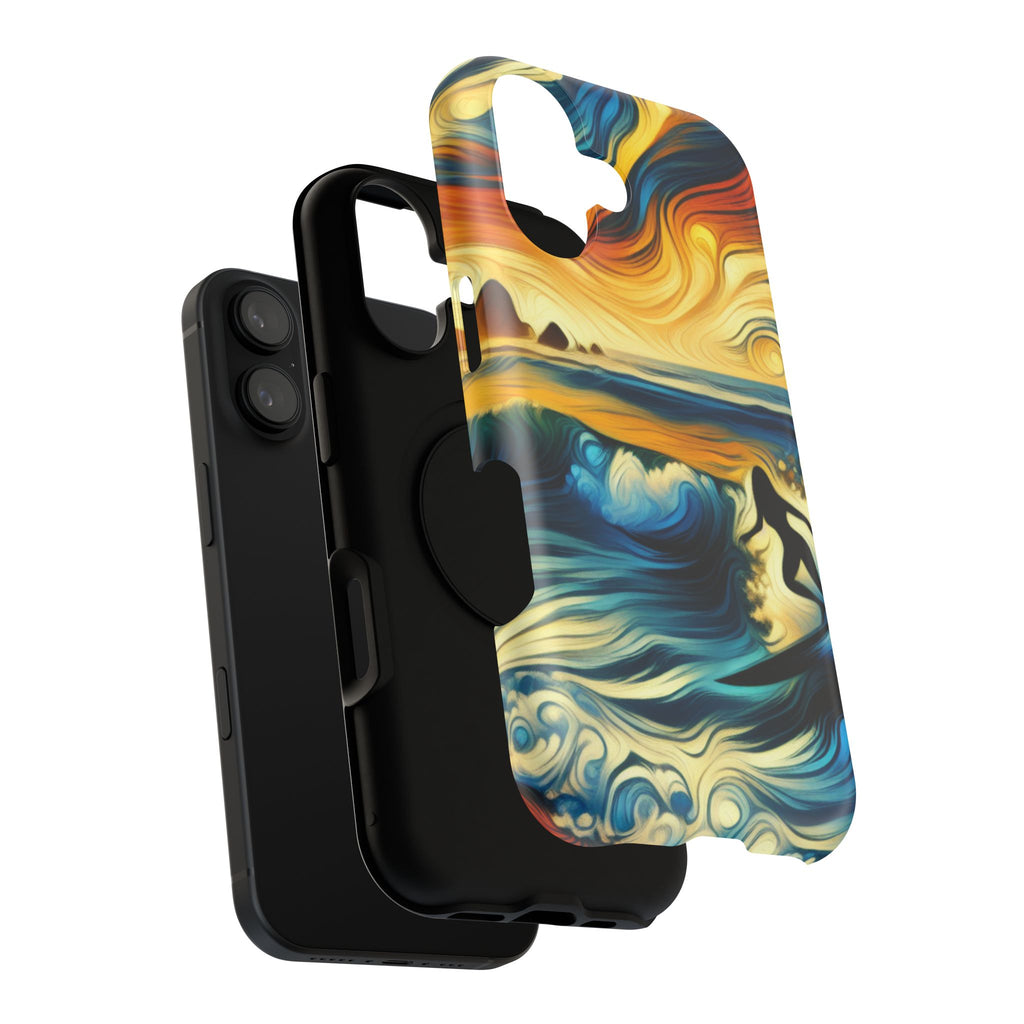 Surfer Sunset Phone Case — Impact‑Resistant Artistic Wave Design