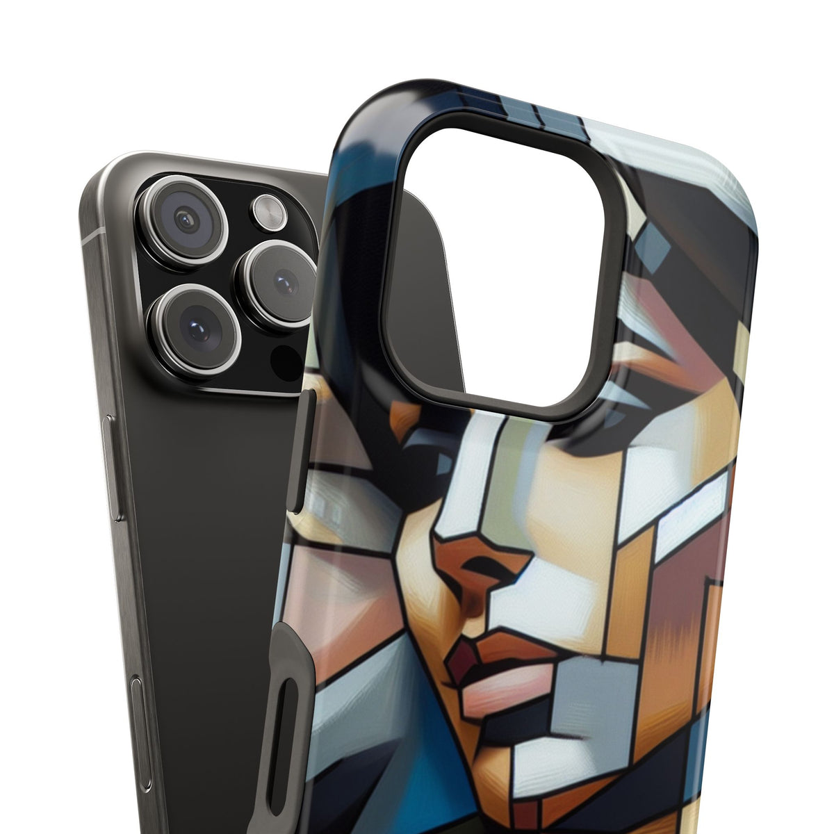 Impact-Resistant Phone Case — Modern Geometric Portrait Design