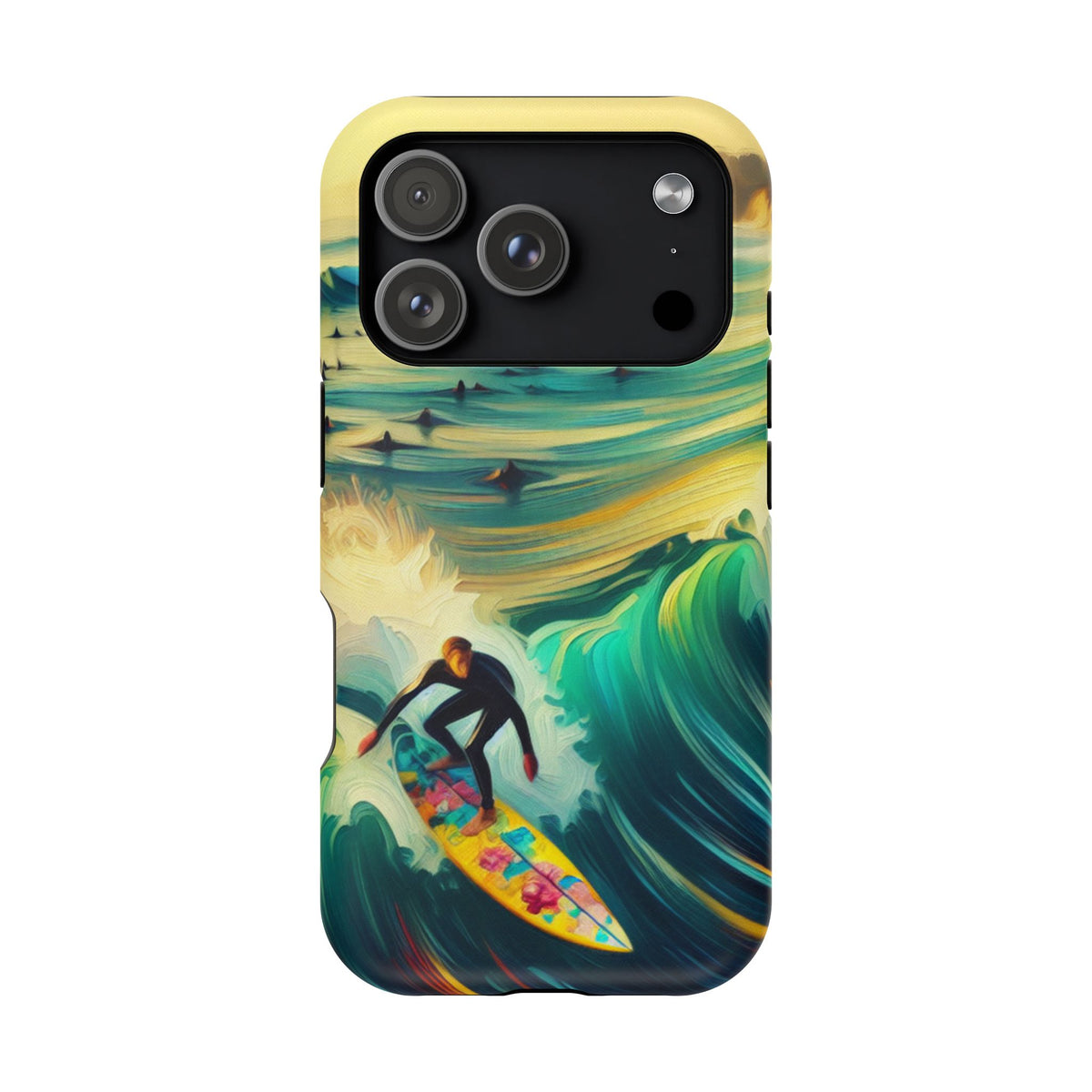 Surfing Waves Impact-Resistant Phone Case — Colorful Surfer Design